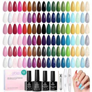 Gel Nail Polish Set, 44 PCS Red Brown Green Yellow Spring Summer Gel